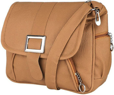 

AANIA HAUTE Women Casual Tan PU, Cotton Sling Bag