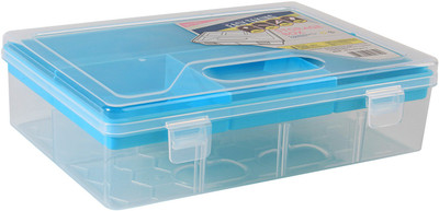

HOKIPO Multipurpose Transparent Plastic Storage Box with Removable Dividers, Partition, for Storing Various Items (Blue) - Storage Box(Blue)