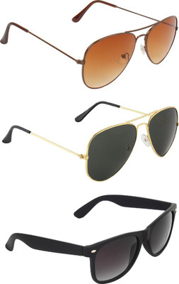 Zyaden Aviator, Aviator, Wayfarer Sunglasses(For Men & Women, Brown, Black, Black)