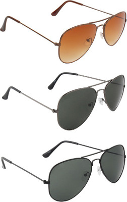 Zyaden Aviator, Aviator, Aviator Sunglasses(For Men & Women, Brown, Black, Black)