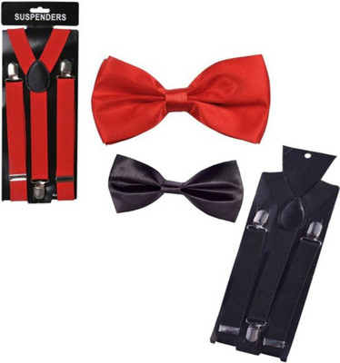 

Friendskart Y- Back Suspenders for Men(Red, Black)