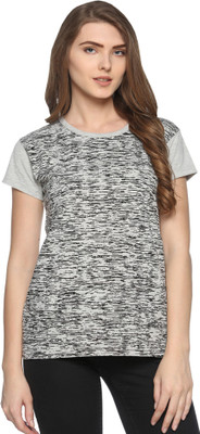 69GAL Casual Short Sleeve Printed Women Grey Top