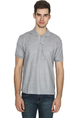 Xee Solid Men Polo Neck Grey T-Shirt