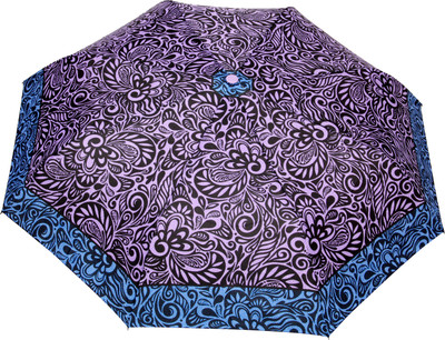 

FabSeasons Fancy Printed Umbrella for Rains and All Seasons Umbrella(Purple, Black)