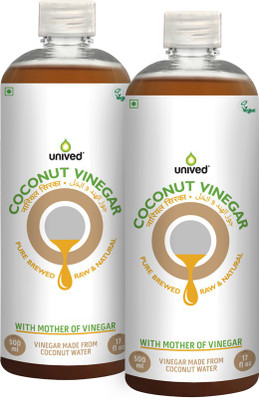 

Unived Unived Raw Brewed Coconut Vinegar with Mother of Vinegar, Unpasteurized, 16oz 500ml (Pack of 2)(500 g)