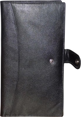 Style 98 Men Black Genuine Leather Wrist Wallet(8 Card Slots)