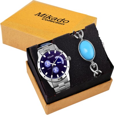 Mikado Stylish X3 Blue chrono pattern watch combo for men Watch  - For Men   Watches  (Mikado)