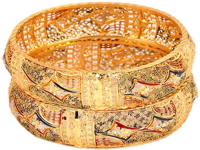 Chrishan Alloy Gold-plated Bangle Set(Pack of 2)