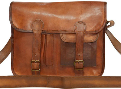 

iHandikart Handmade Leather Laptop Bag, Messenger Bag 13" x 10" x 3". Medium Briefcase - For Men & Women(Brown)