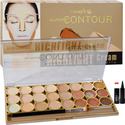 

Mars All Rpund Contour Bronze Highlight Cream Palette 70g Concealer(Multicolor)