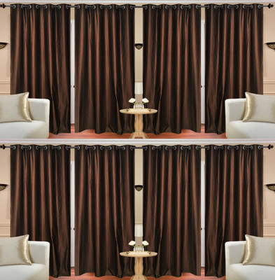 

Handloom Hut 152 cm (5 ft) Polyester Window Curtain (Pack Of 8)(Plain, Brown)