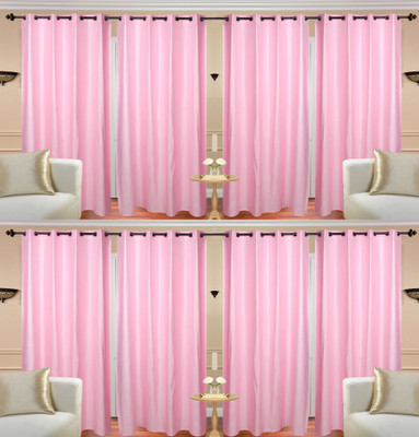 

Handloom Hut 152 cm (5 ft) Polyester Window Curtain (Pack Of 8)(Solid, Plain Crush Light Pink)