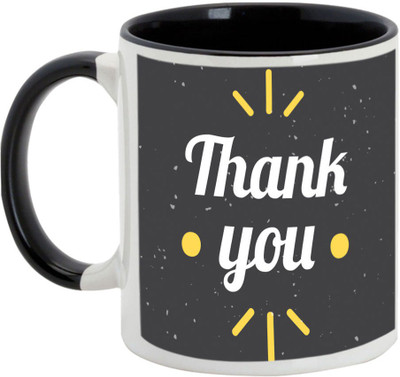 AllUPrints Thank You Gifts Design 8 Black Ceramic Mug(325 ml)