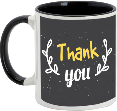 AllUPrints Thank You Gifts Design 5 Black Ceramic Mug(325 ml)