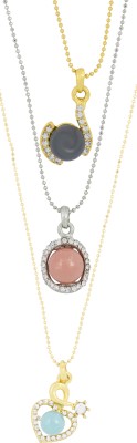 the jewelbox Trendy, Heart CZ & Casual Gold-plated Cubic Zirconia Brass Pendant Set