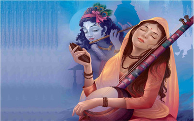 

Meera and Shri Krishna Poster for Room Paper Print(12 inch X 18 inch, Rolled)