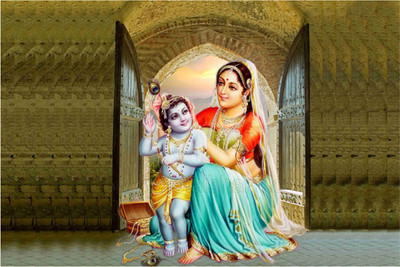 

Bal Krishna with Maiya Yashoda Poster for Room Paper Print(12 inch X 18 inch, Rolled)