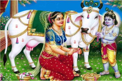 

Bal Krishna with Maiya Yashoda Poster for Room Paper Print(12 inch X 18 inch, Rolled)