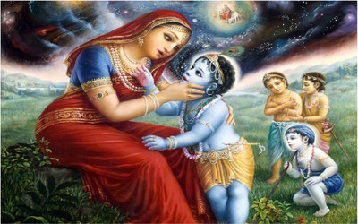 

Bal Krishna with Maiya Yashoda Poster for Room Paper Print(12 inch X 18 inch, Rolled)