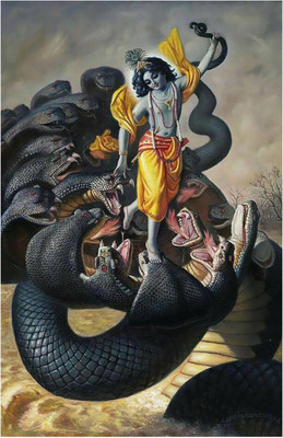 

Shri Krishna Dance On Kaliya Naag Poster for Room Paper Print(18 inch X 12 inch, Rolled)