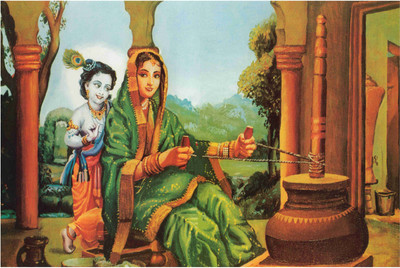 

Bal Krishna with Maiya Yashoda Poster for Room Paper Print(12 inch X 18 inch, Rolled)