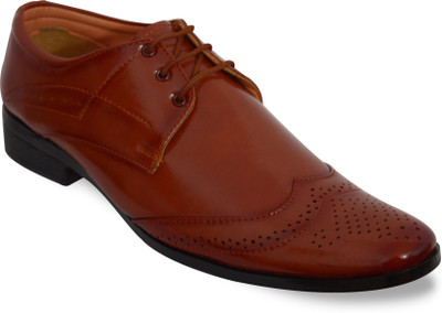 

Feetway Designer Tan Brogue Shoe Lace Up For Men(Tan