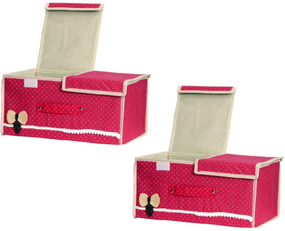 

FullHouz 2 Partition Pink Storage Box(Multicolor)