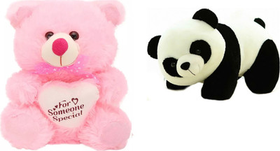 

Ktkashish Toys Pink Color Teddy Bear 60 cm with The Black & White Panda 30 Cm By one Get One . - 60 cm(Multicolor)