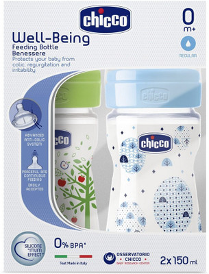 

Chicco Wellbeing Feeding Bottle - 150 ml(Multicolor)