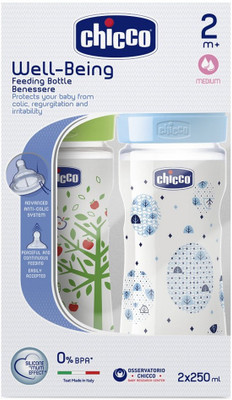 

Chicco Wellbeing Feeding Bottle - 250 ml(Multicolor)