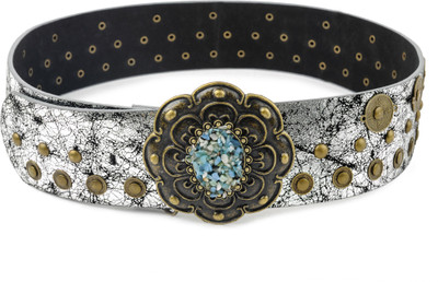 

TONY BROWN Women Casual, Party, Evening Silver Texas Leatherite Belt