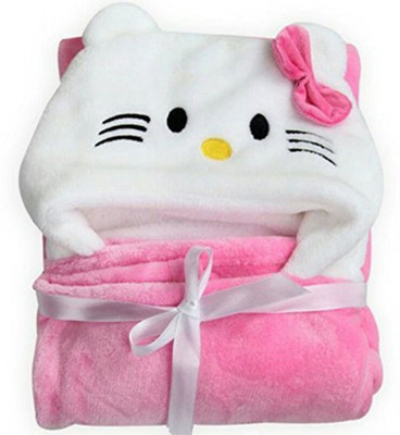 

N&M Cartoon  Hooded Baby Blanket(Polyester, Light Pink, White