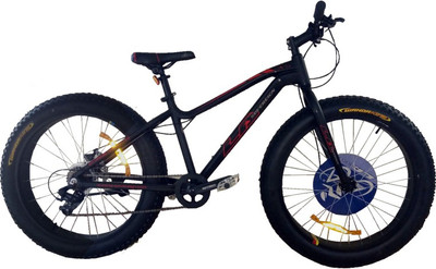 

LA Sovereign Extreme Terrain MTB 4.0 26 Inches Multi Speed Adults Bike For All Mountains Black 26 T Fat Tyre Cycle(7 Gear, Multicolor)