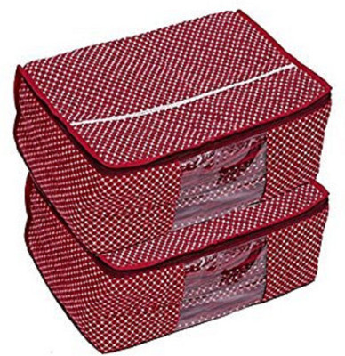 

MOTHERLAND Wardrobe Organizer Designer Printed Regular Cloth Bag (Set of 2) MPRCB(Maroon)