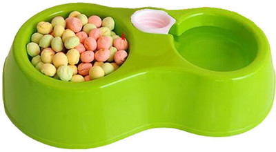 

Anokhe Collections 2 in 1 Food Bowl with Water Bowl for Puppies / Dog / Cat / Other Pets Round Plastic Pet Bowl(NA ml Green)