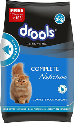 

Drools Drools Ocean Fish Cat Food For Adults Cats By Pawsitively Pet Care - Limited Offer 3+15% Kg Fish 3 kg Dry Dog Food