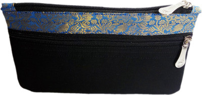 

auk Women's Brocade Border Money Purse Mobile Pouch(Black)
