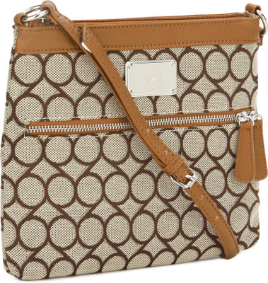 

Nine West Women Casual Beige, Brown Canvas Sling Bag