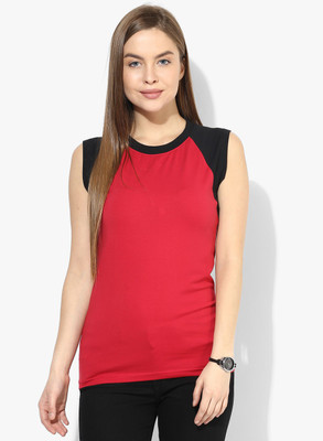 

Espresso Casual Sleeveless Solid Women's Red Top