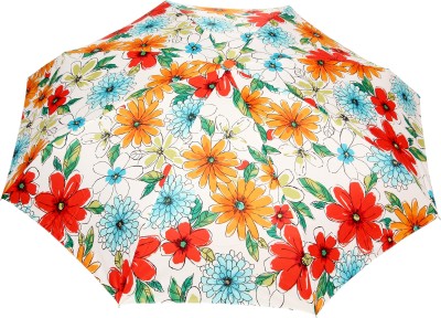 

FabSeasons Fancy Printed Umbrella for Rains and All Seasons Umbrella(White, Orange)