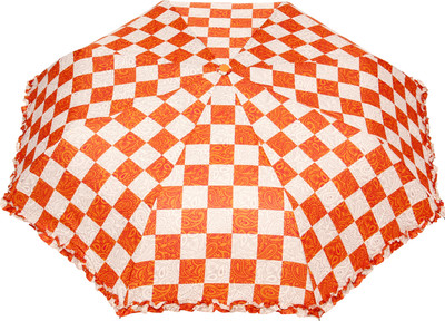 

FabSeasons Fancy Printed Umbrella for Rains and All Seasons Umbrella(Orange, White)