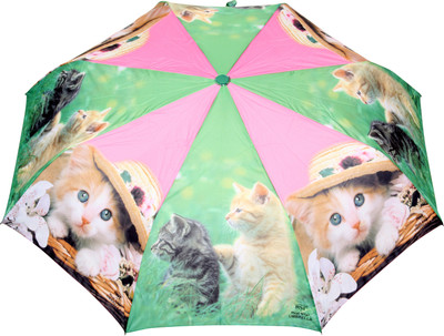 

FabSeasons Fancy Printed Umbrella for Rains and All Seasons Umbrella(Green, Pink)