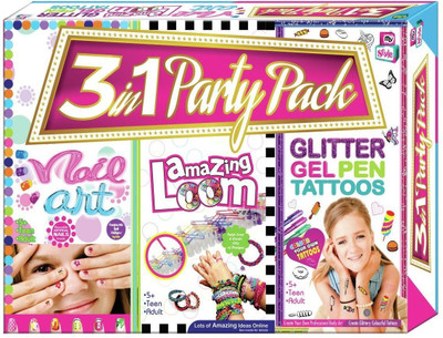 

HALO NATION 3 IN 1 Party Pack Senior with NailArt, Loom Bands , Glitter Tattoos-AppleFun