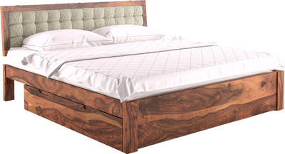 

Urban Ladder Florence Storage Bed Solid Wood King Bed With Storage(Finish Color - Monochrome Paisley)
