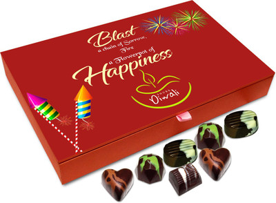 

Chocholik Diwali Gift Box - Fire A Flowerpot Of Happiness This Diwali Chocolate Box - 12pc Truffles(144 g)