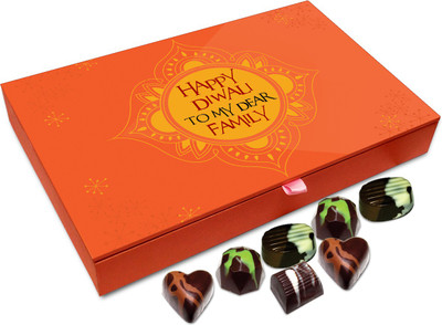 

Chocholik Diwali Gift Box - Happy Diwali To My Dear Family Chocolate Box - 12pc Truffles(144 g)