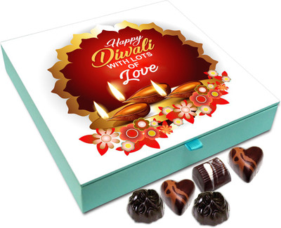 

Chocholik Diwali Gift - Happy Diwali With Lots Of Love Chocolate Box - 9pc Truffles(108 g)