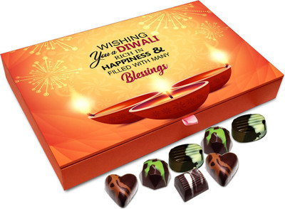 

Chocholik Diwali Gift - Wishing You Diwali Full Of Happiness Chocolate Box - 12pc Truffles(144 g)