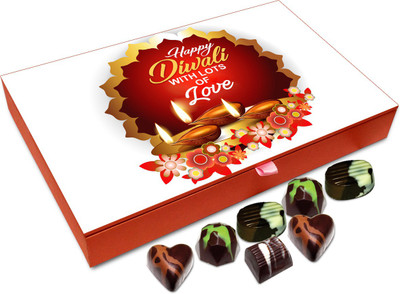 

Chocholik Diwali Gift - Happy Diwali With Lots Of Love Chocolate Box - 12pc Truffles(144 g)