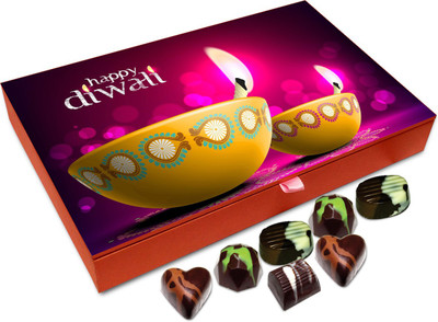 

Chocholik Diwali Gift Box - Happy Diwali To All My Wonderful Friends Chocolate Box - 12pc Truffles(144 g)